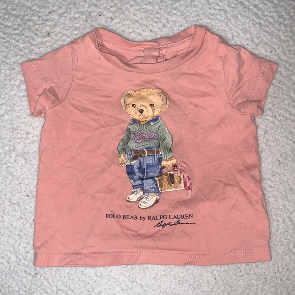 Polo by Ralph Lauren Kids Coral Tee with Bear Graphic - Picture 1 of 5